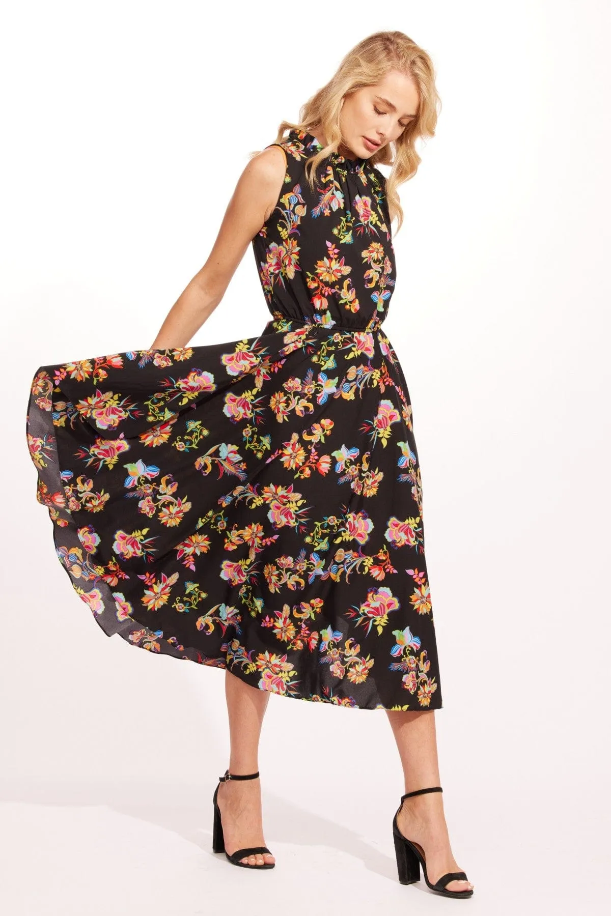 Crystal Detail Shentel Dress - Midnight Floral