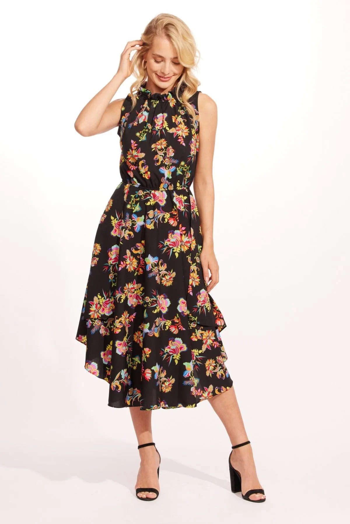 Crystal Detail Shentel Dress - Midnight Floral