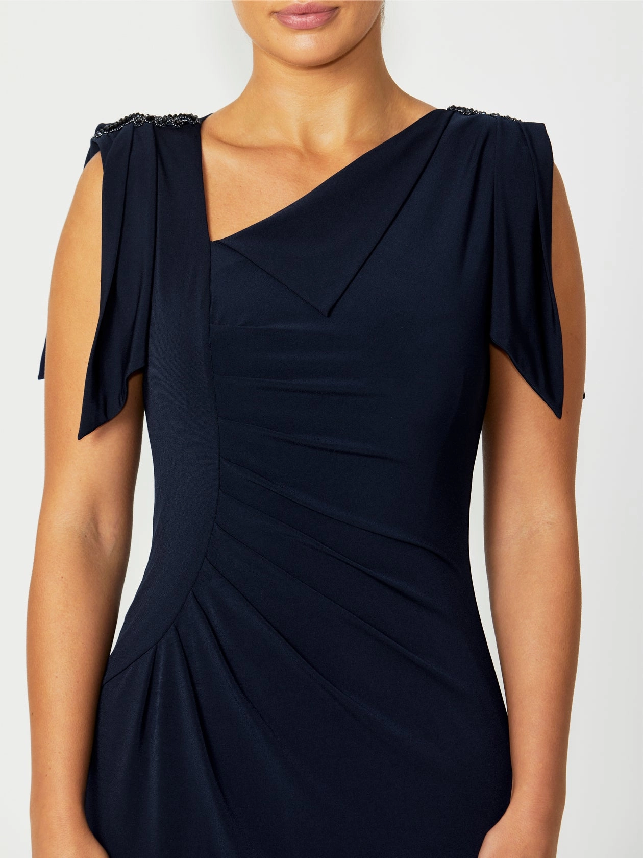 Curved Hem Hebe Navy Jersey Dress