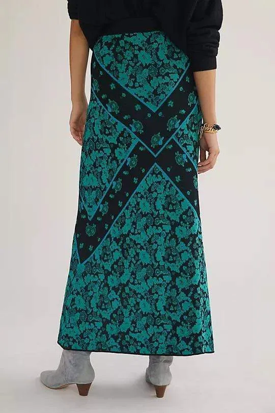 Daily Movement Floral Knit Midi Skirt