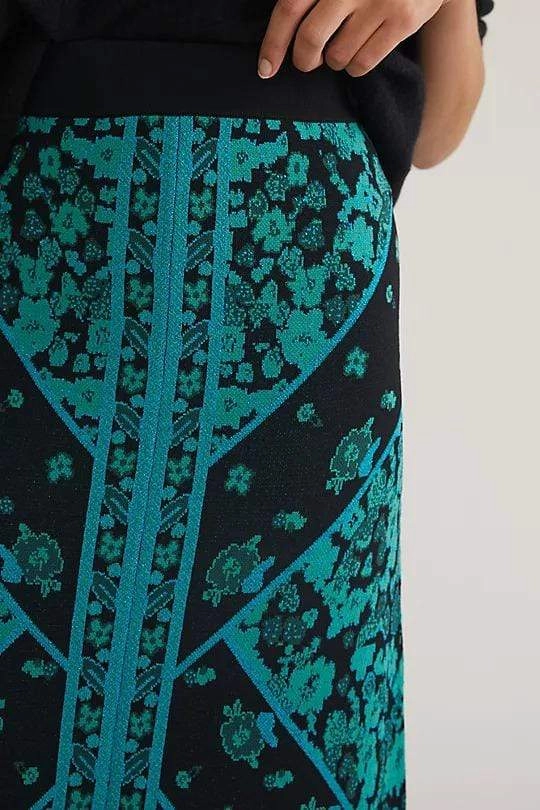 Daily Movement Floral Knit Midi Skirt