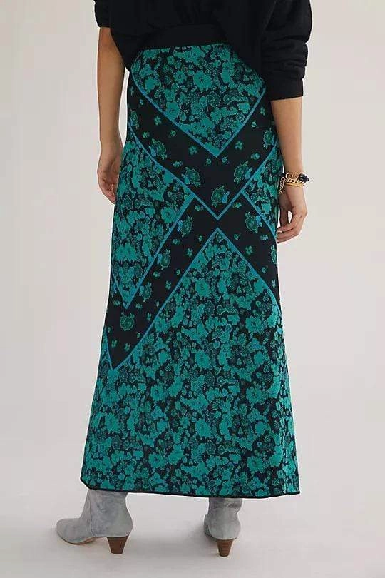 Daily Movement Floral Knit Midi Skirt