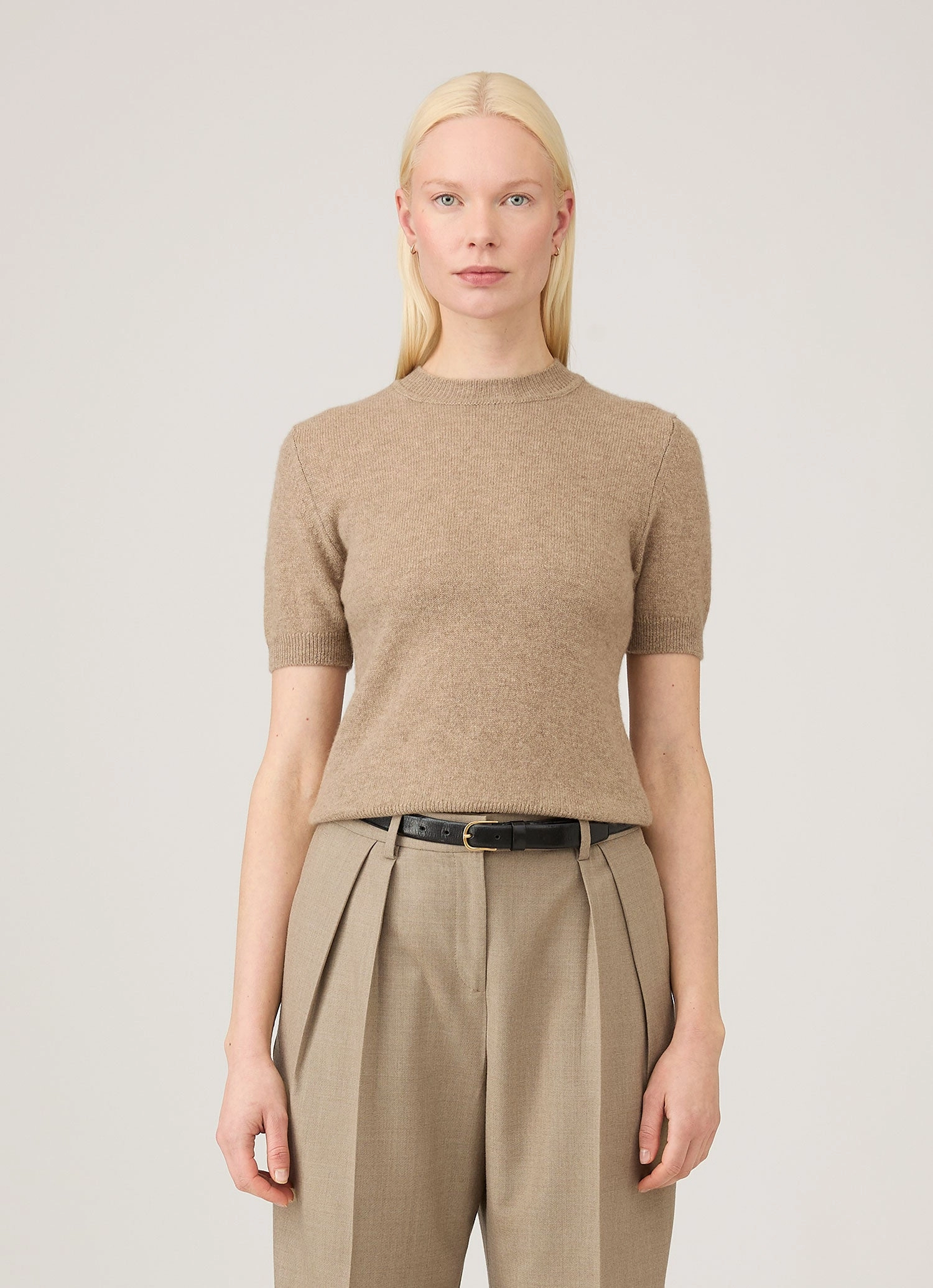 height-enhancing Women's Cashmere T-Shirt in Mink