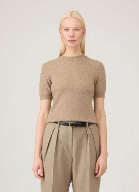 height-enhancing Women's Cashmere T-Shirt in Mink