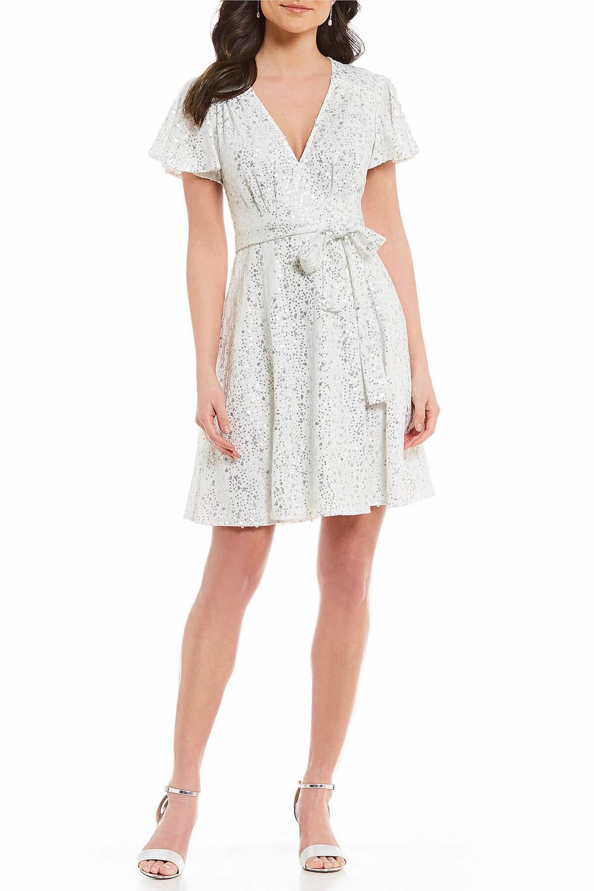 Day To Night Jade Sequin Wrap Dress