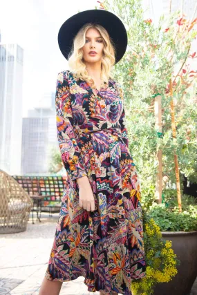 Eva Franco Dress Dena Front Wrap Dress in Damascus Printed Ponte