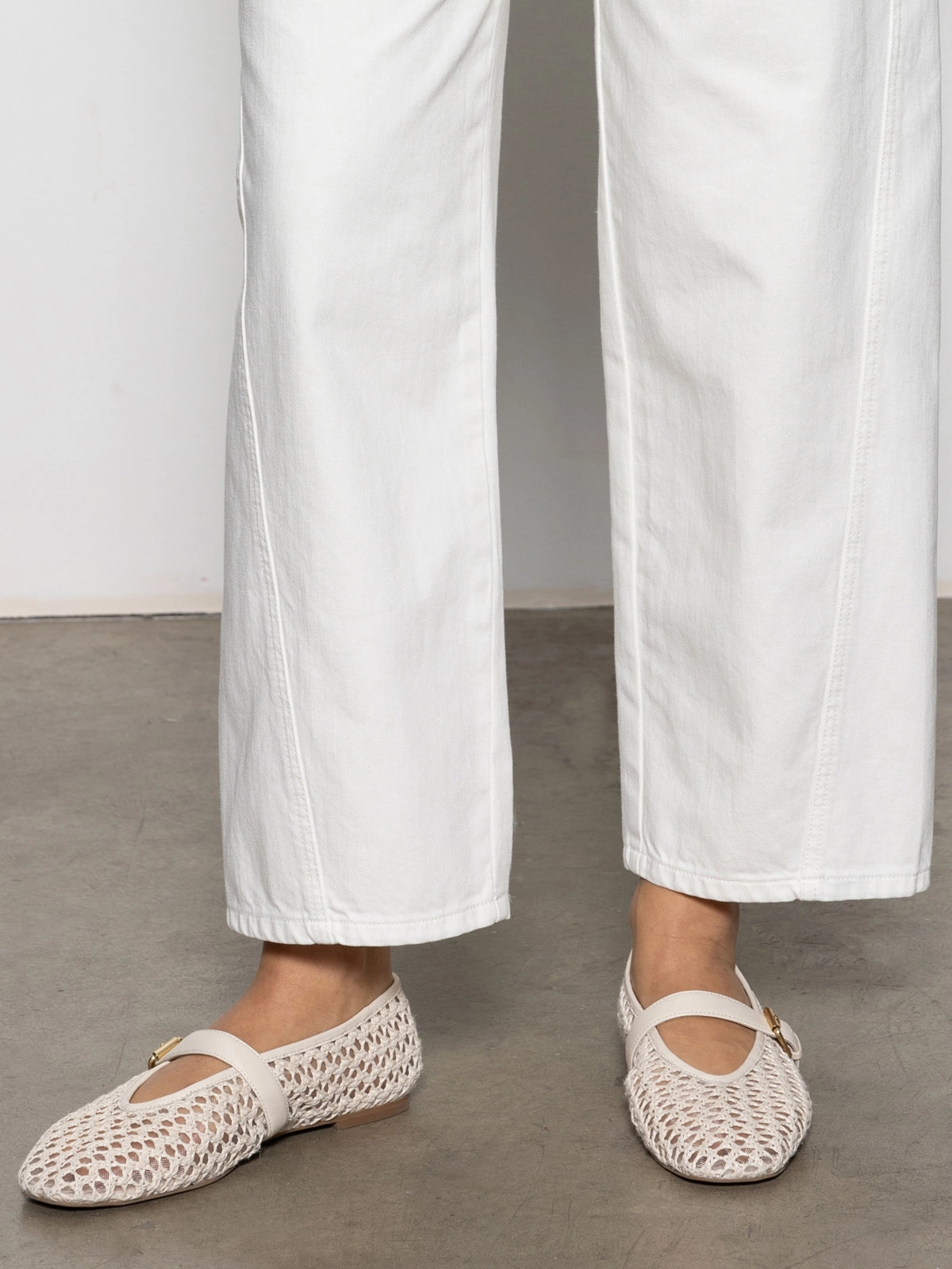 District Column Standard Rise Ankle Jean Bleached White Breathable fabric