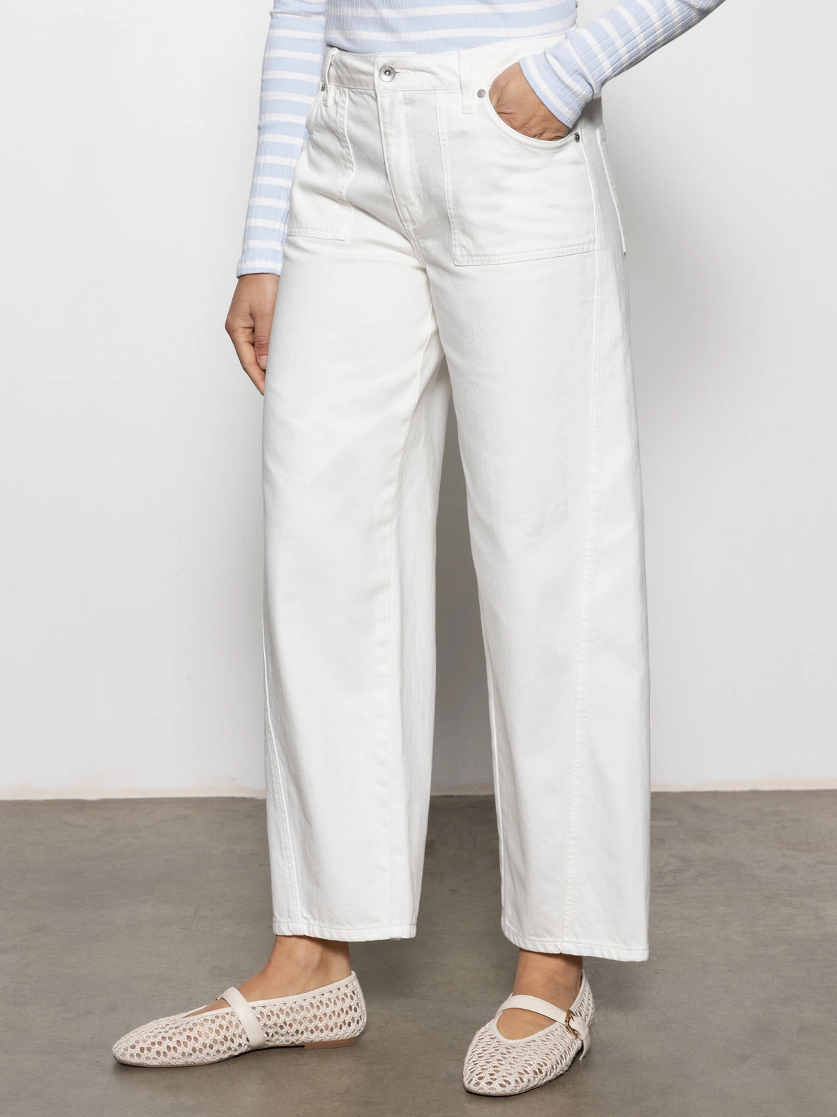 District Column Standard Rise Ankle Jean Bleached White Relaxed trousers