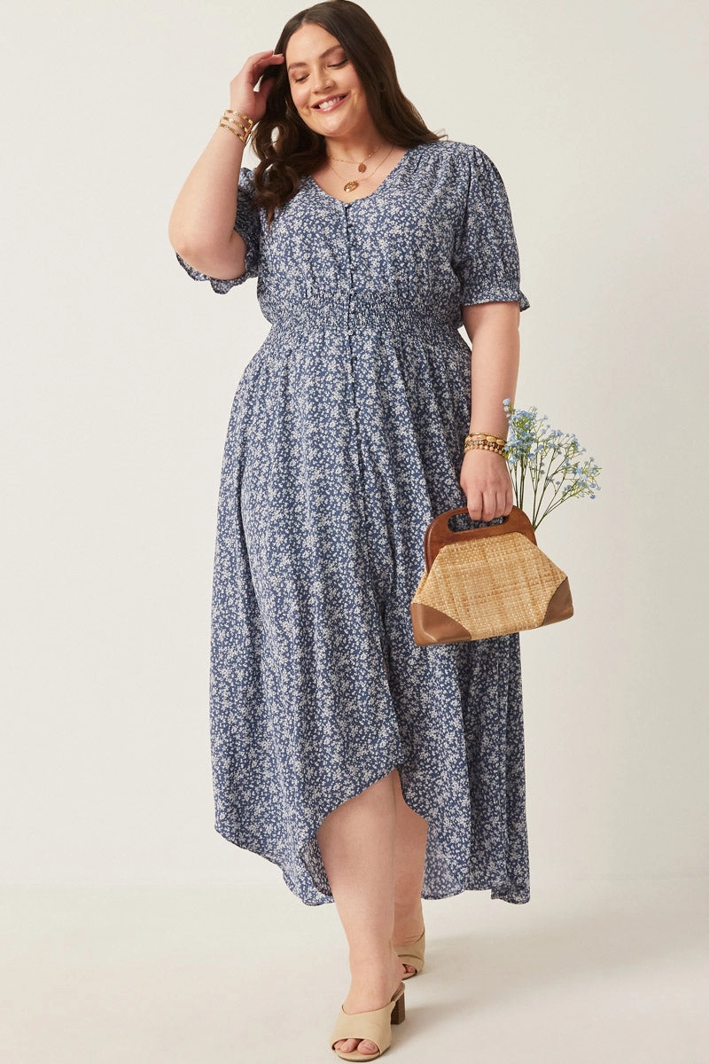 Cozy Layers Ditsy Floral Buttoned Maxi Dress