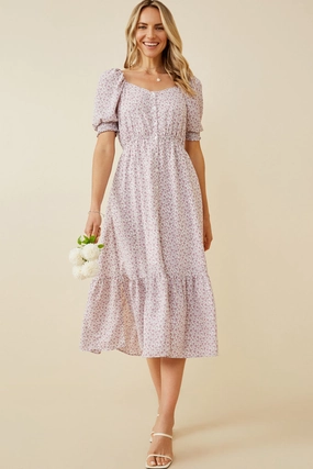 Ditsy Floral Sweetheart Neck Dress Urban Favorite