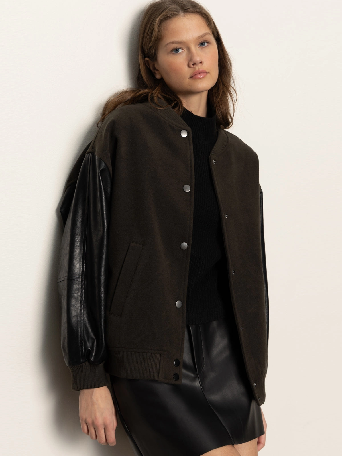 drama style Club Varsity Jacket Midnight Olive