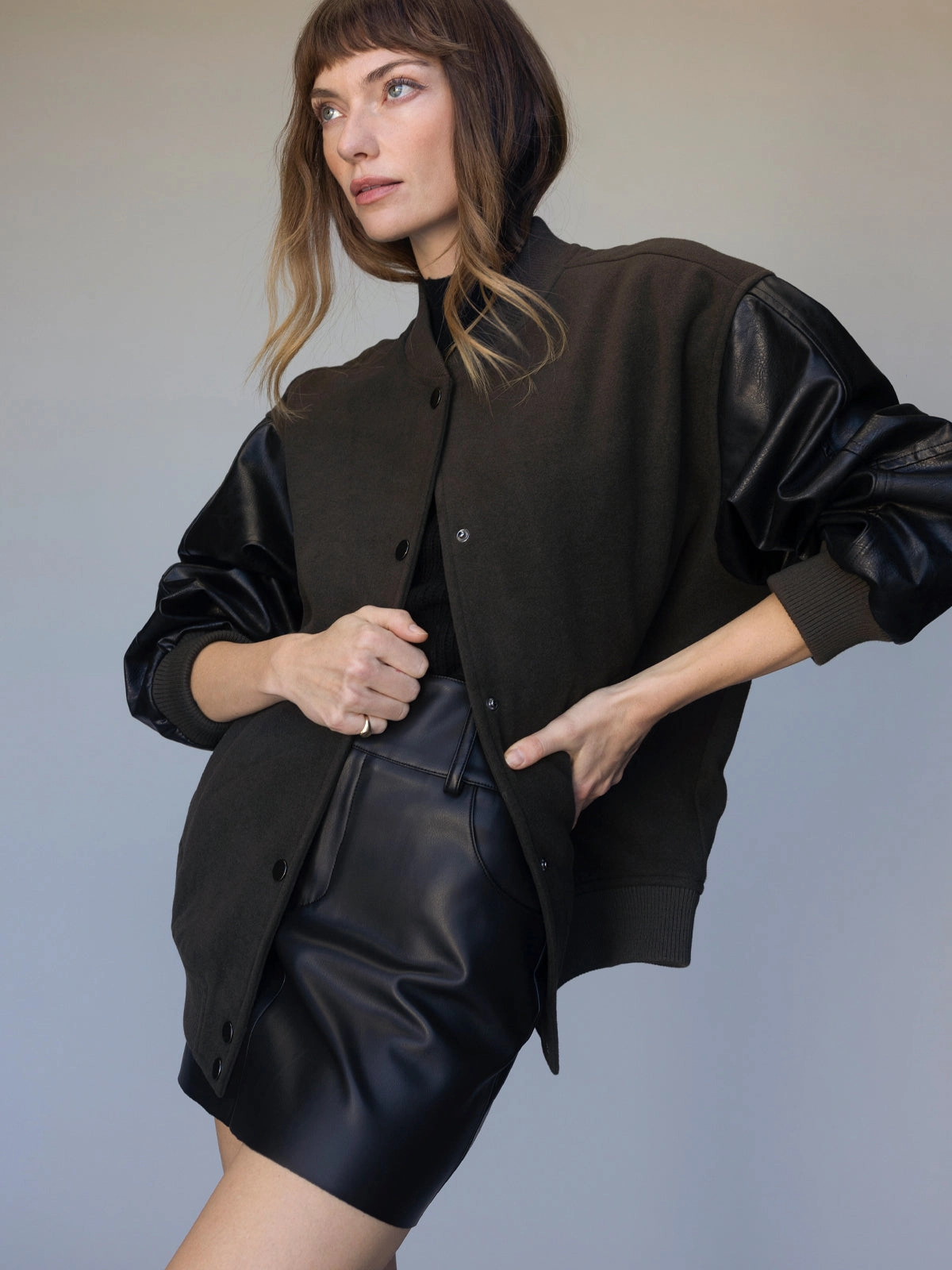 Stylish Layer Winter Trend Club Varsity Jacket Midnight Olive