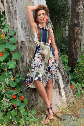 Annette Dress - Paradiso Stripe Star Light