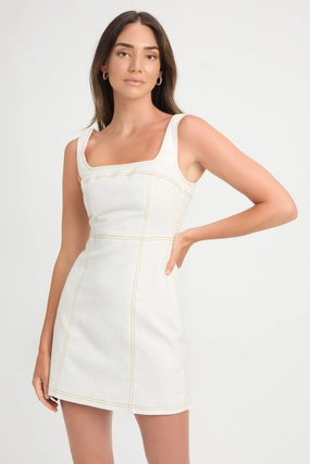 product Dublin Bodice Mini Dress Kookai Straight Mini Fitted Squareneck white womens-dresses 
