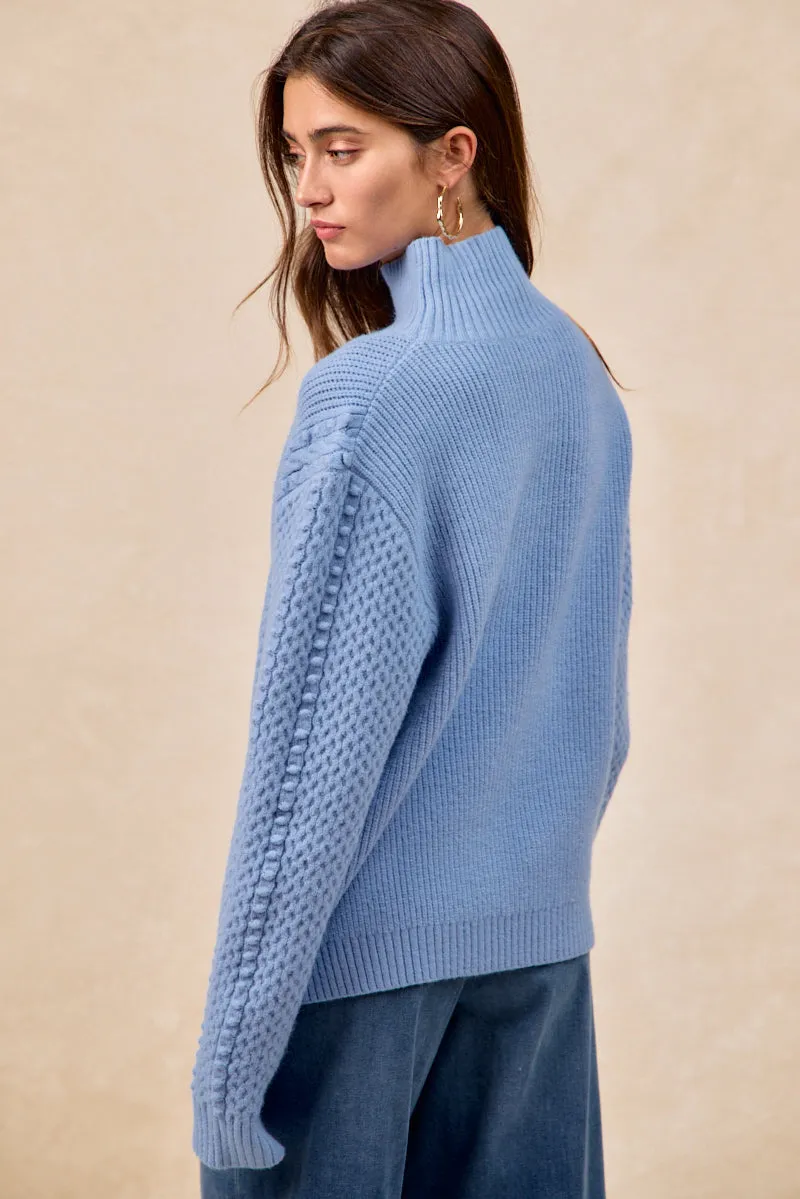 IT4799-01 | TEXTURED DOTS CABLE KNIT SWEATER TOP Versatile staple