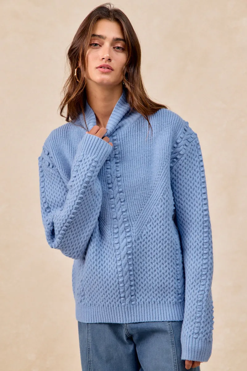 IT4799-01 | TEXTURED DOTS CABLE KNIT SWEATER TOP Performance Comfort