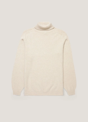 All-season knitwear Men's Lambswool Roll Neck in Oatmeal Melange