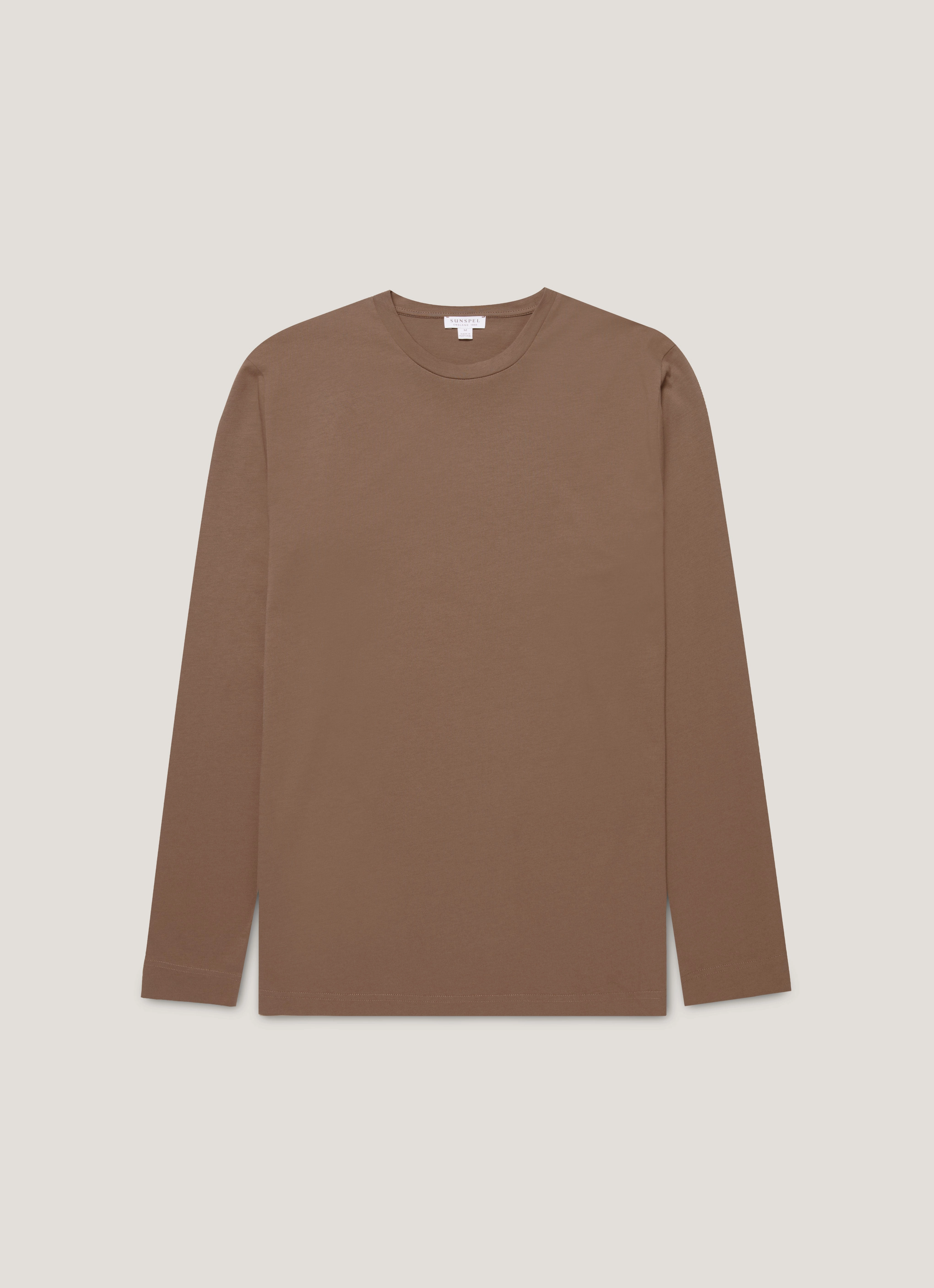 Street Fashion Social Pulse Men's Long Sleeve Riviera Midweight T-shirt in Bark