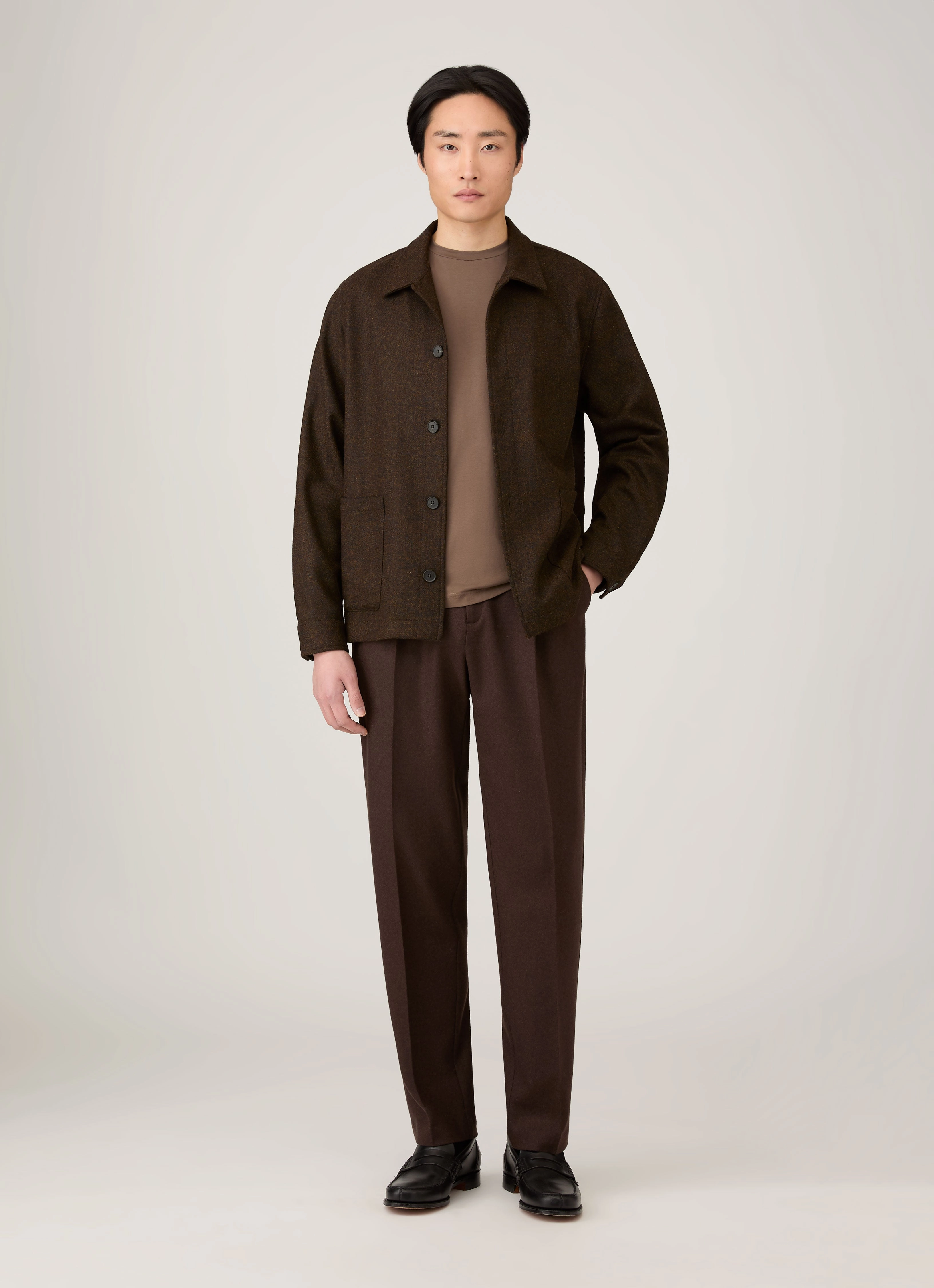 Durable Shape Travel Men's Long Sleeve Riviera Midweight T-shirt in Bark