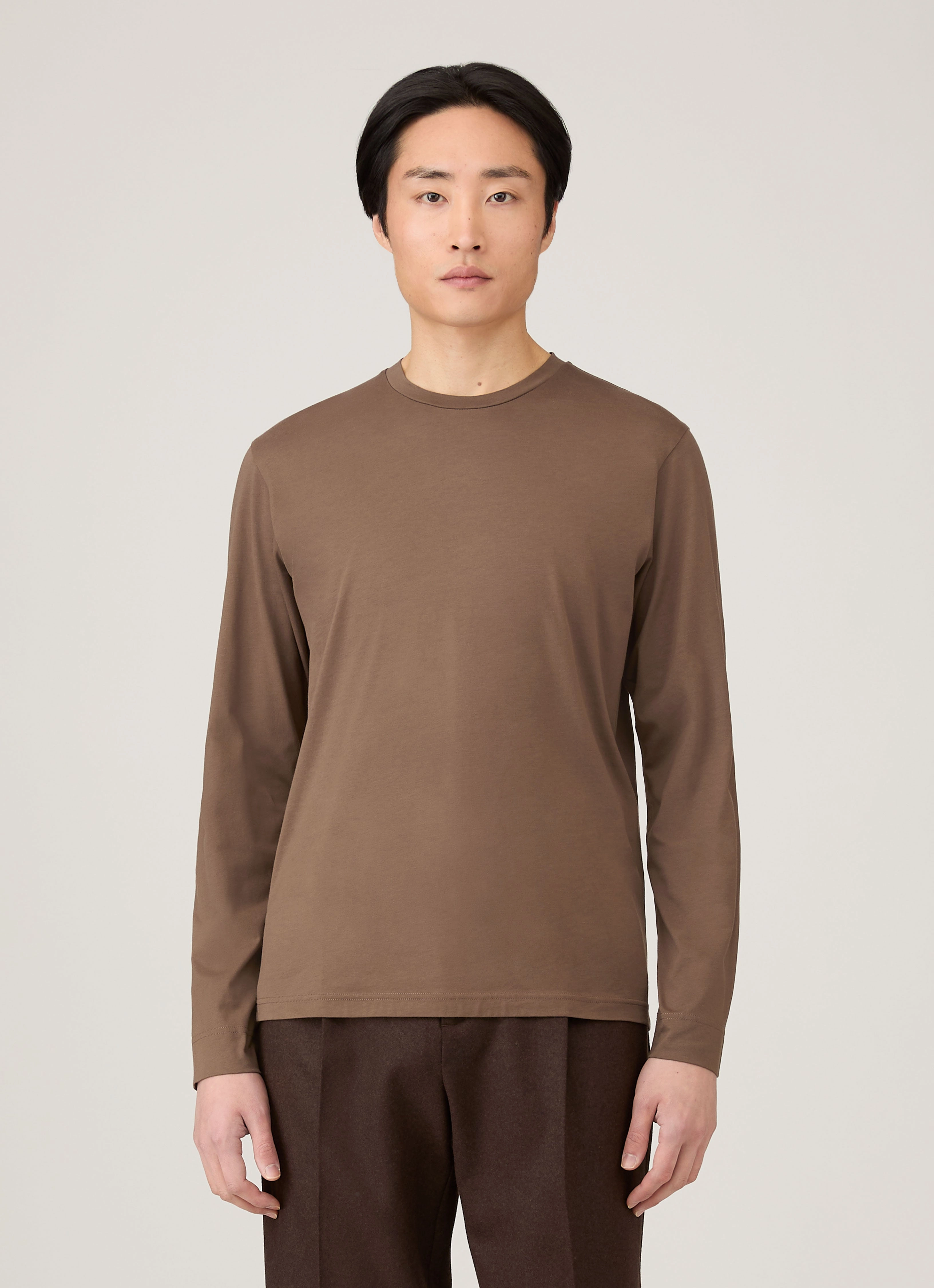 Durable Shape Travel Men's Long Sleeve Riviera Midweight T-shirt in Bark