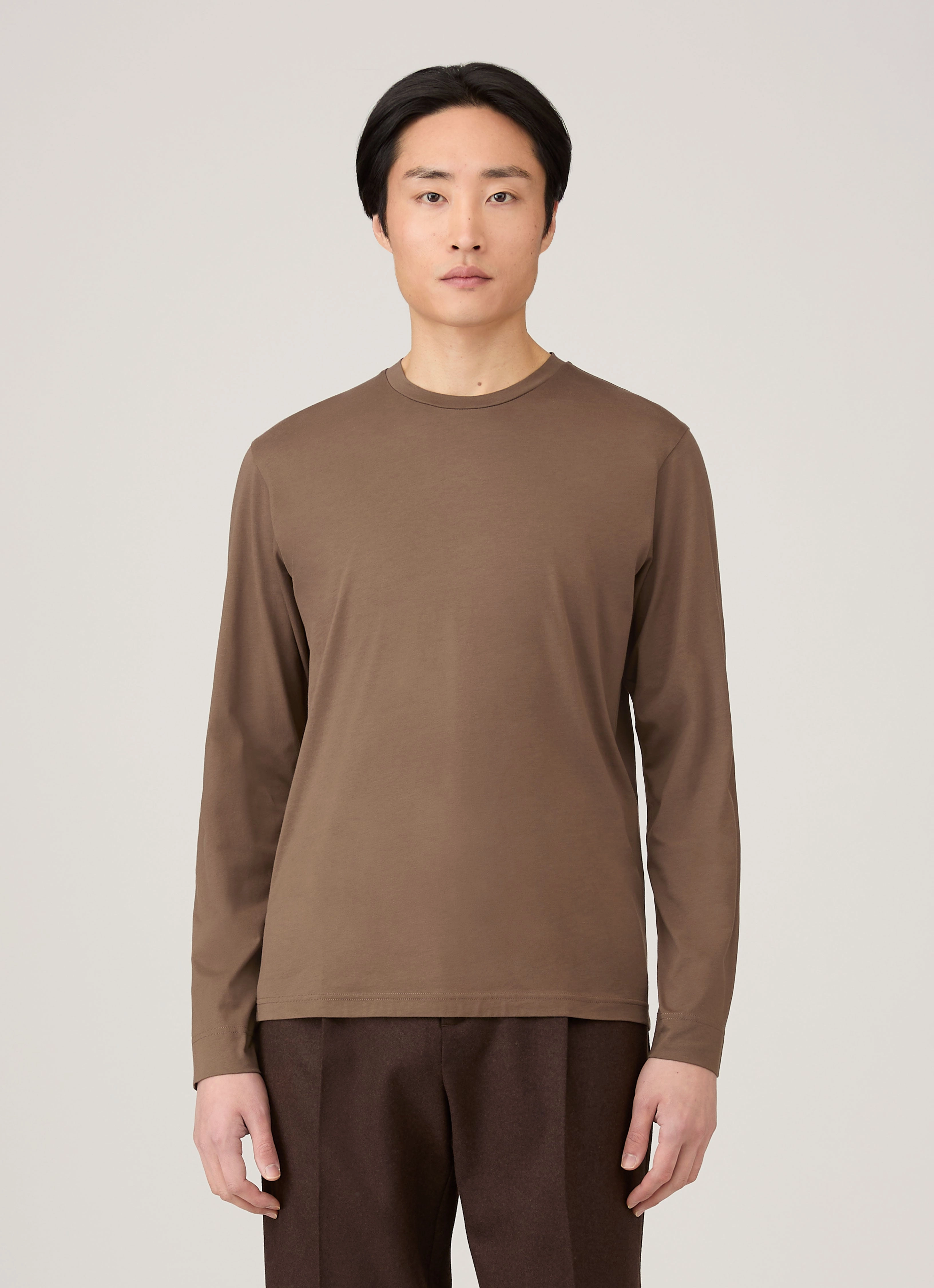 Durable Shape Travel Men's Long Sleeve Riviera Midweight T-shirt in Bark