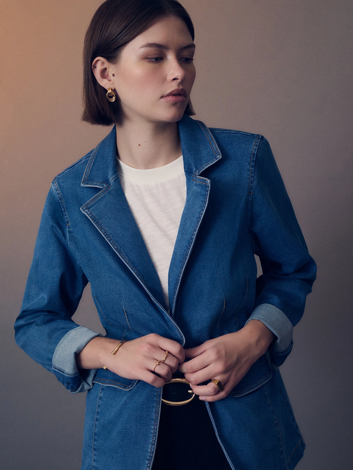 Durable Spark Sculpted Denim Blazer Best In Show