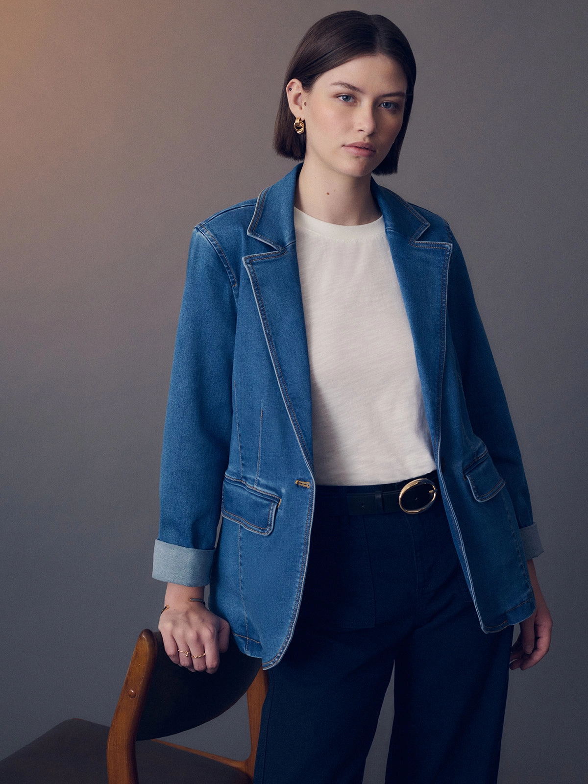 Durable Spark Sculpted Denim Blazer Best In Show