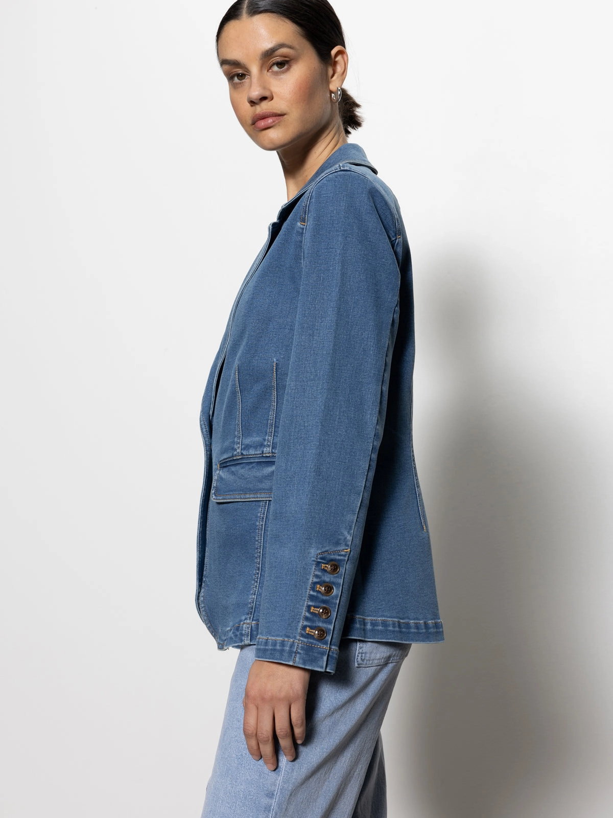 Durable Spark Sculpted Denim Blazer Best In Show