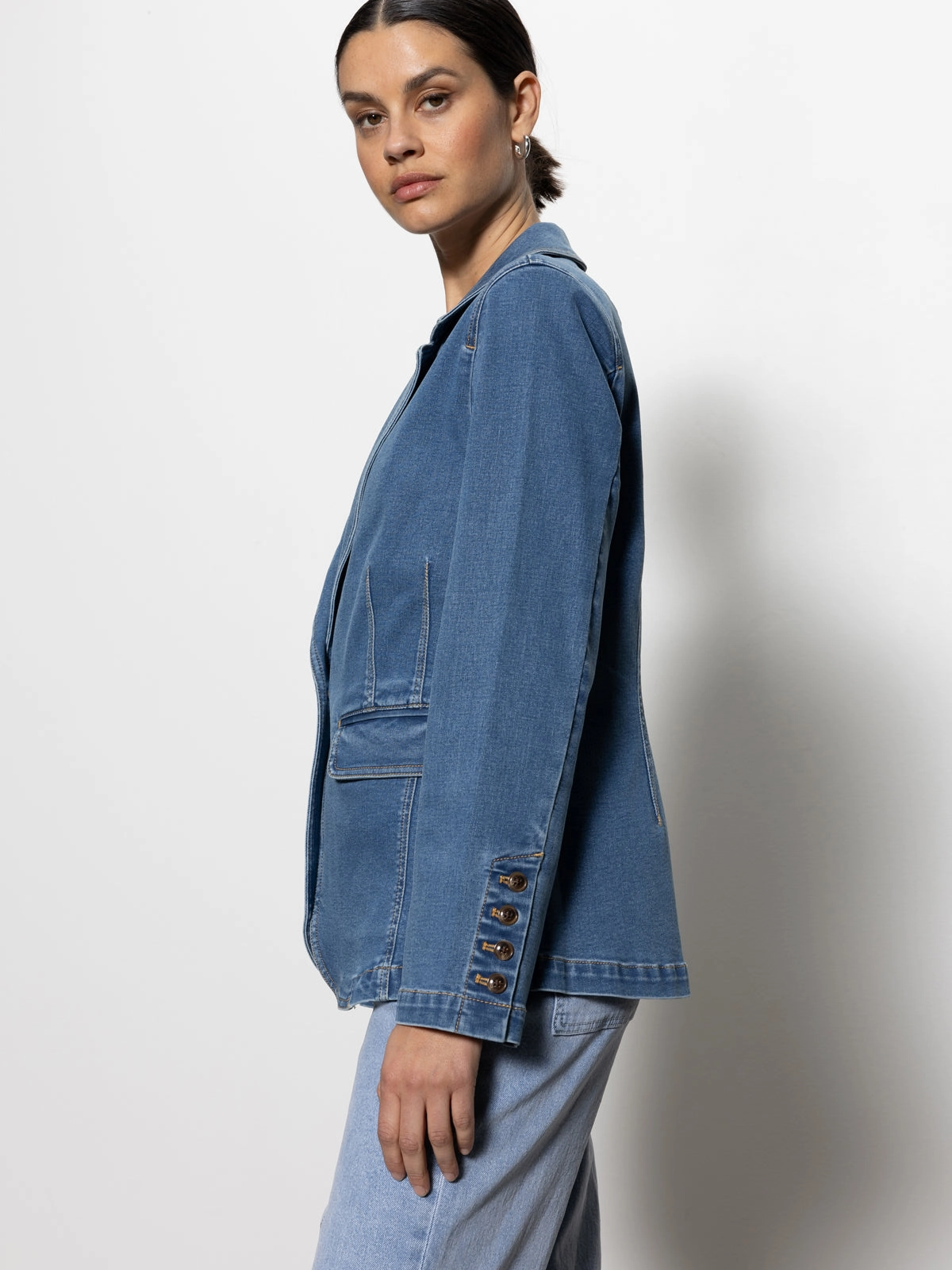 Durable Spark Sculpted Denim Blazer Best In Show