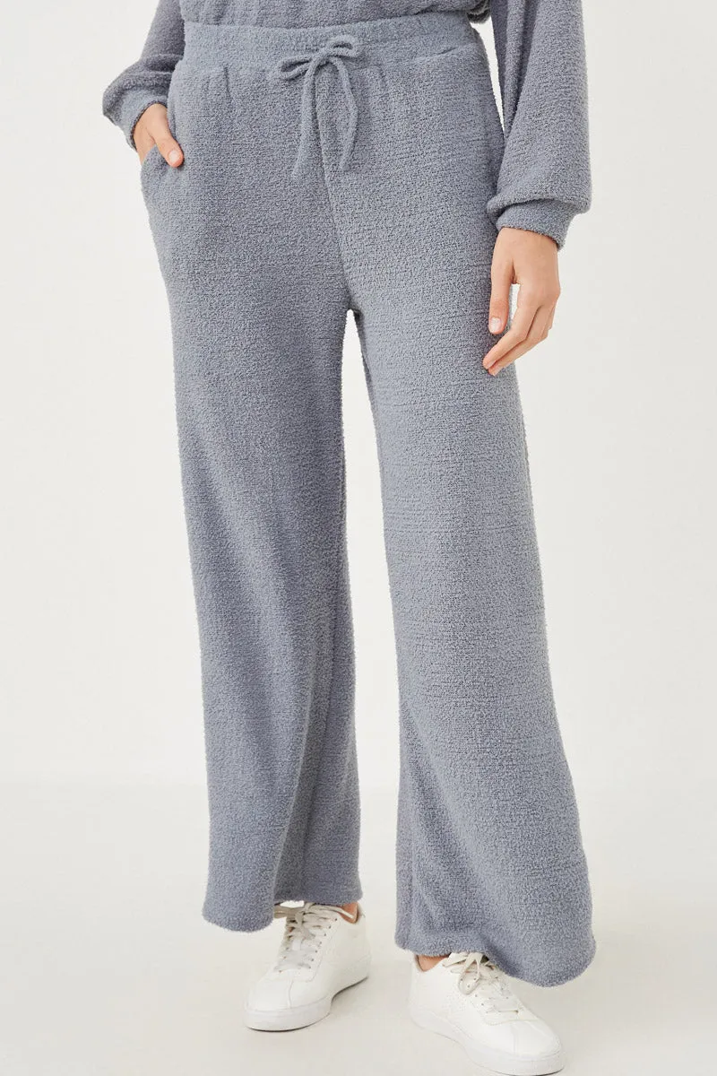 Smart Style Elastic Waist Drawstring Wideleg Fleece Pants