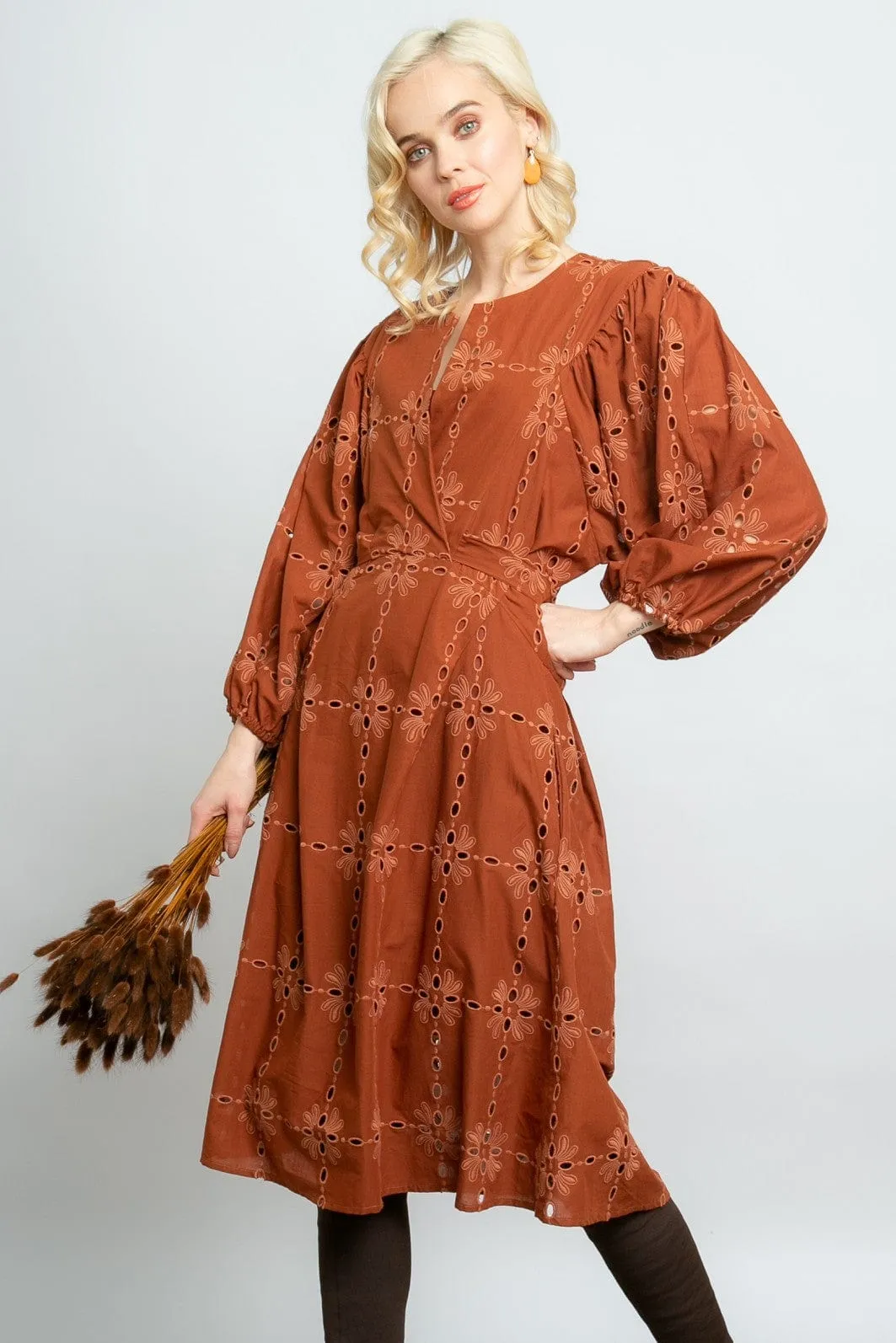 Easy Care Florence Midi Dress - Cotton Eyelet Sedona