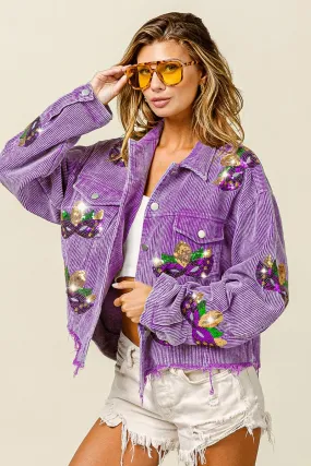 Indoor Comfort IP6187-20 | MARDI GRAS SEQUIN PATCHES WASHED CORDUROY JACKET