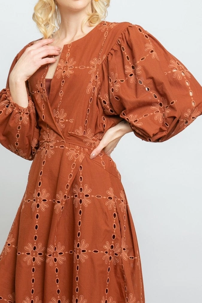 Easy Care Florence Midi Dress - Cotton Eyelet Sedona