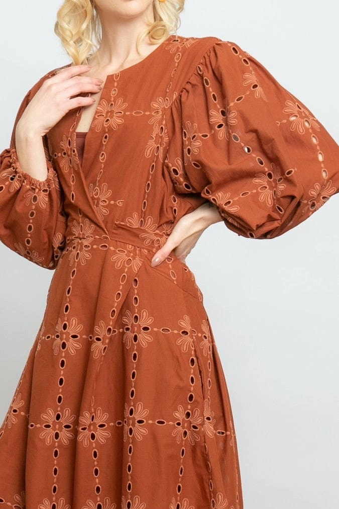 Easy Care Florence Midi Dress - Cotton Eyelet Sedona