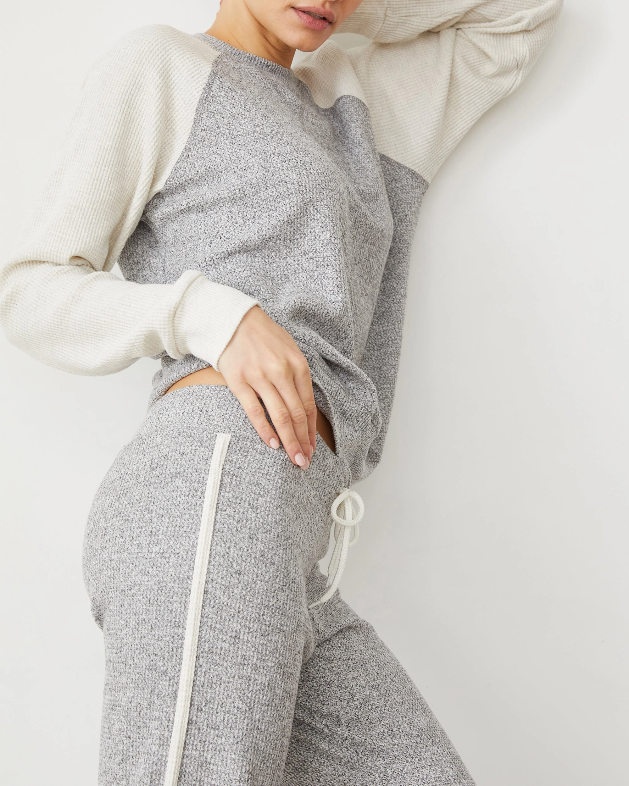 Easygoing Style Brushed Thermal Color Block Raglan