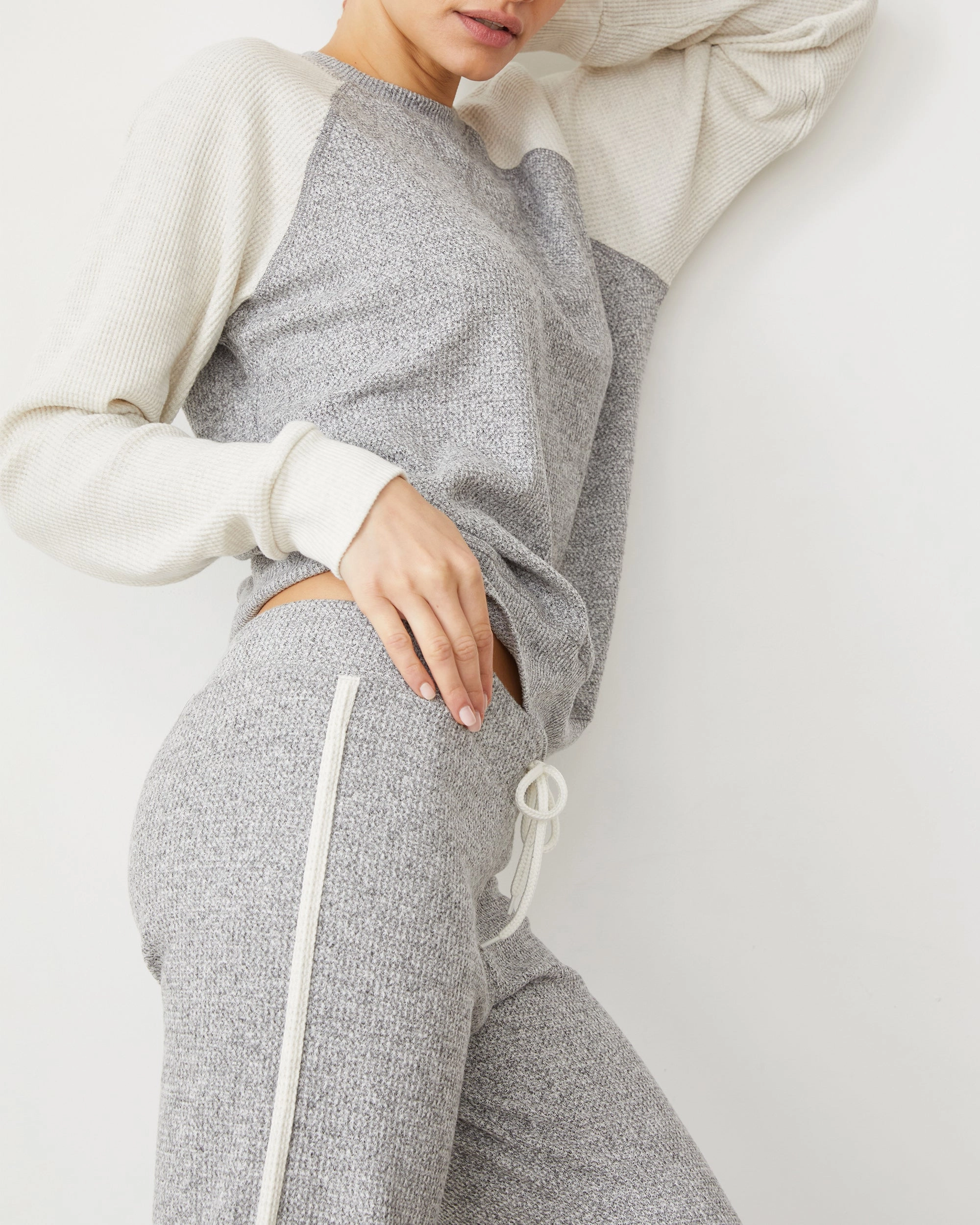 Easygoing Style Brushed Thermal Color Block Raglan