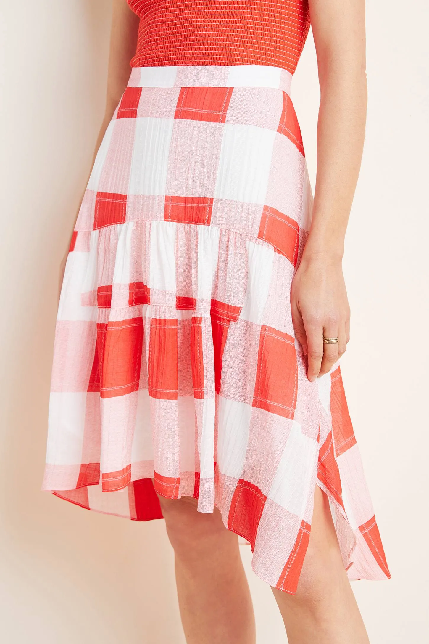 Eden Midi Skirt - Picnic Plaid Flounce Hem