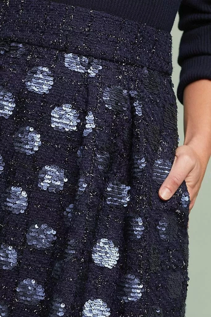 Edgy style Sequin Navy Dot Mini Skirt