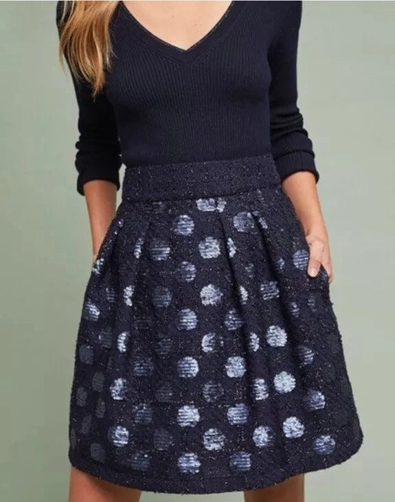Edgy style Sequin Navy Dot Mini Skirt