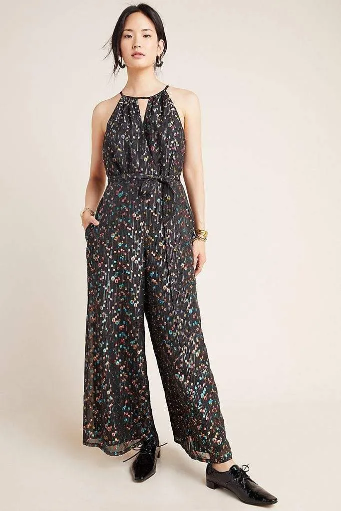Edita Halter Metallic Clip Dot Jumpsuit Premium Piece