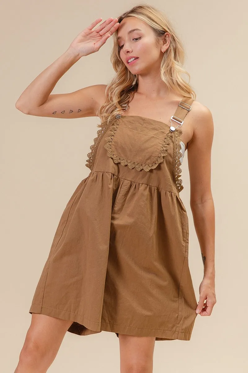 Minimal Edge Streetwear vibe IB1333G-01 | BACK PATCH POCKET LACE SHORTALLS