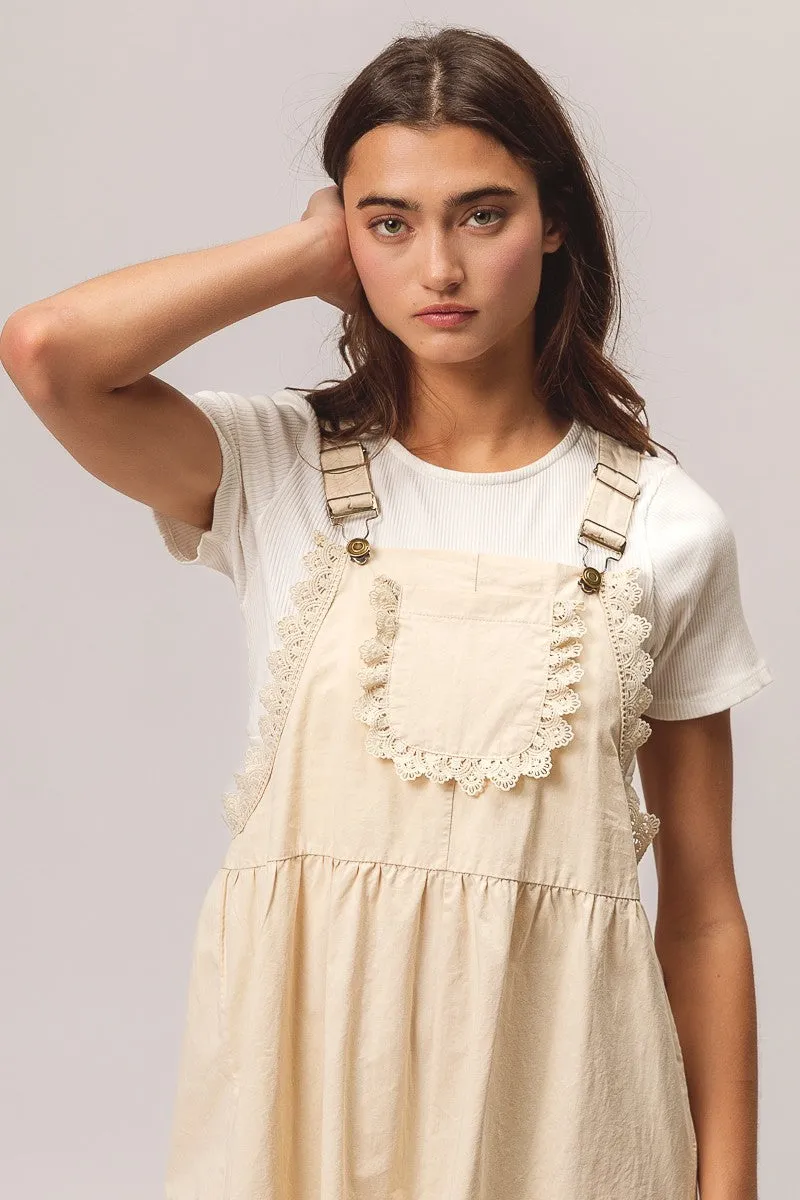 IB1333G-01 | BACK PATCH POCKET LACE SHORTALLS Durable Stitching Commuter Ready