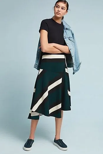 Effortless Match Green Sporty Stripe Skirt