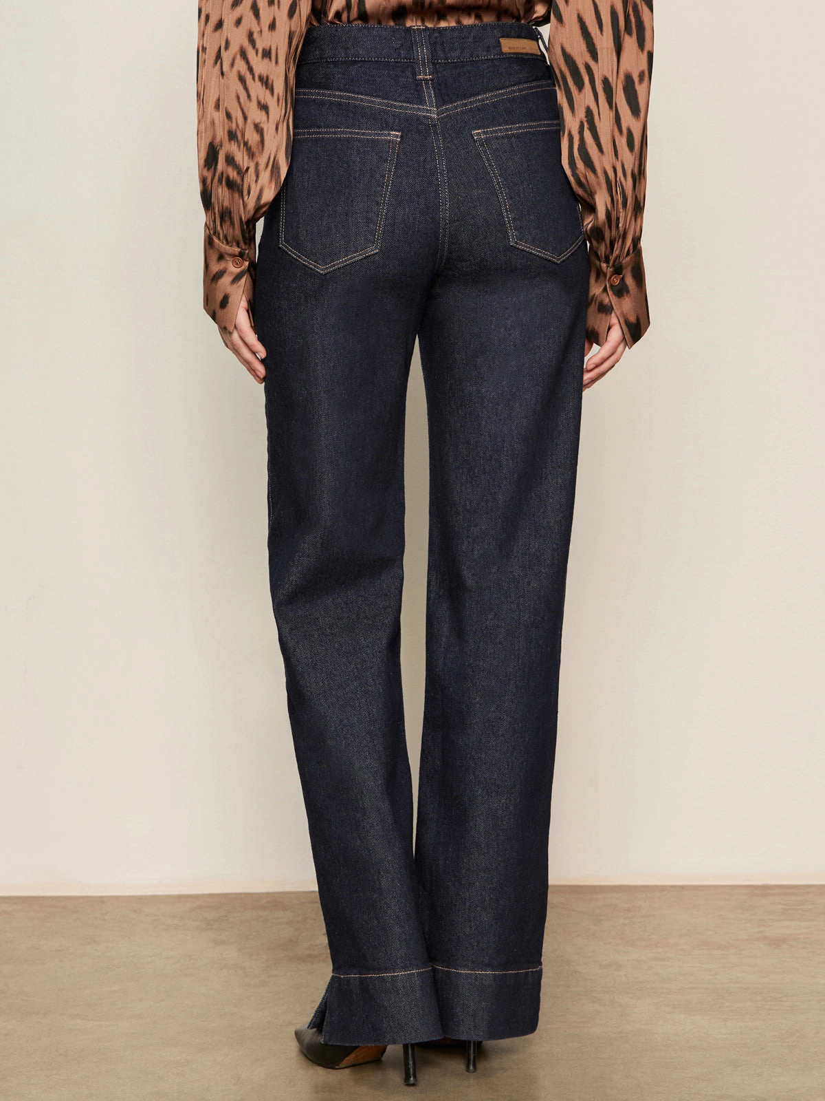 Ekara Slim Wide Jean Indigo Dark Rinse Wash Subtle Texture