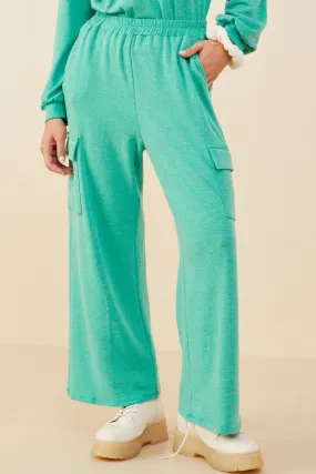 Mid-rise fit Elastic Waist French Terry Knit Cargo Pants