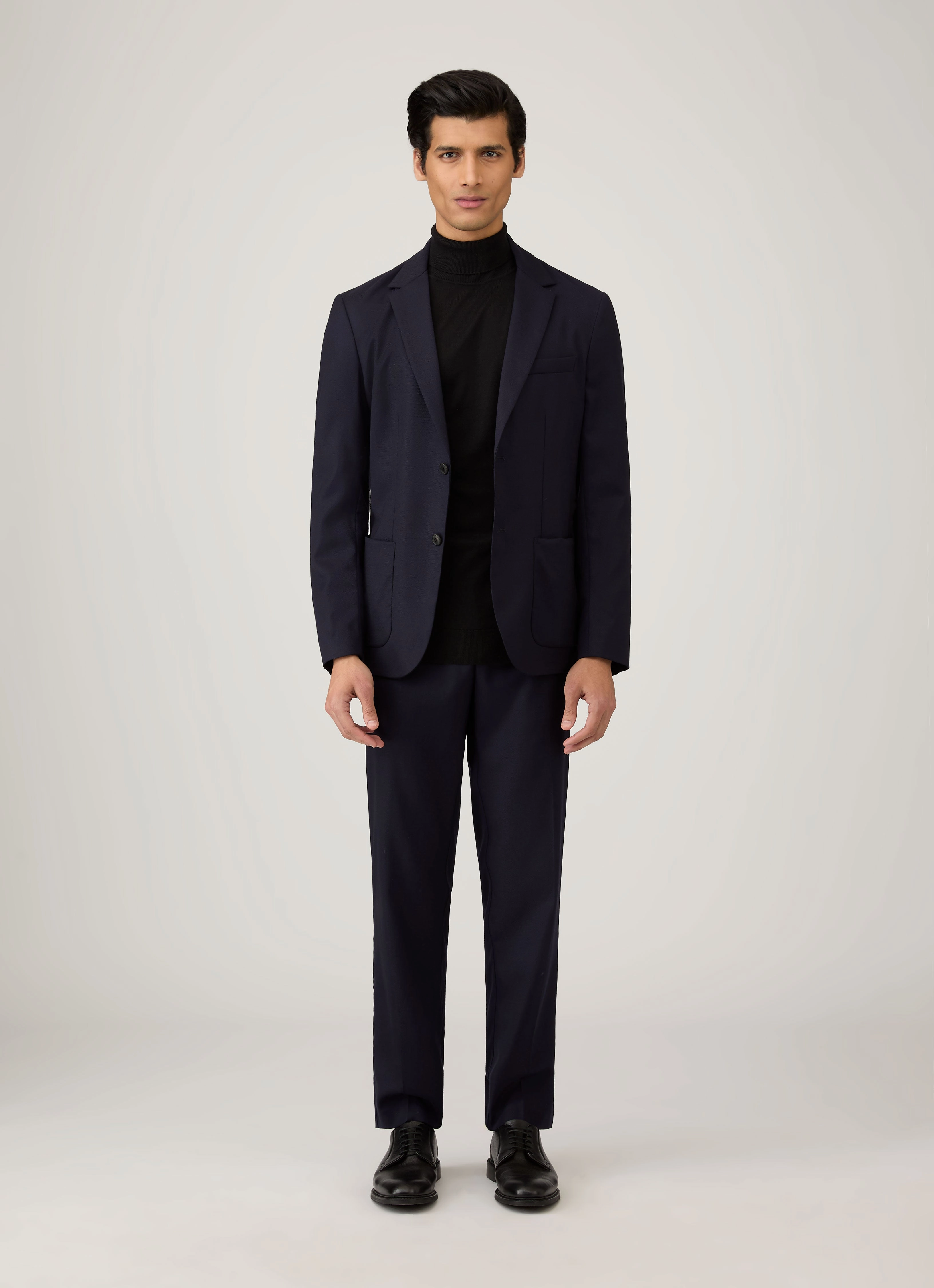 Elastic Fiber Men's Extra-Fine Merino Roll Neck in Black