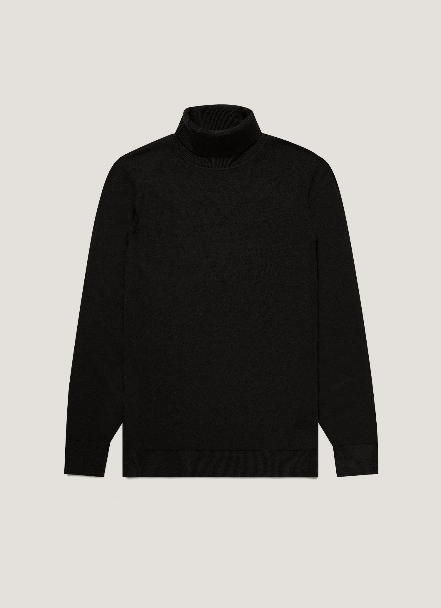 Men's Extra-Fine Merino Roll Neck in Black Timeless wool sweater Smart winter sweater