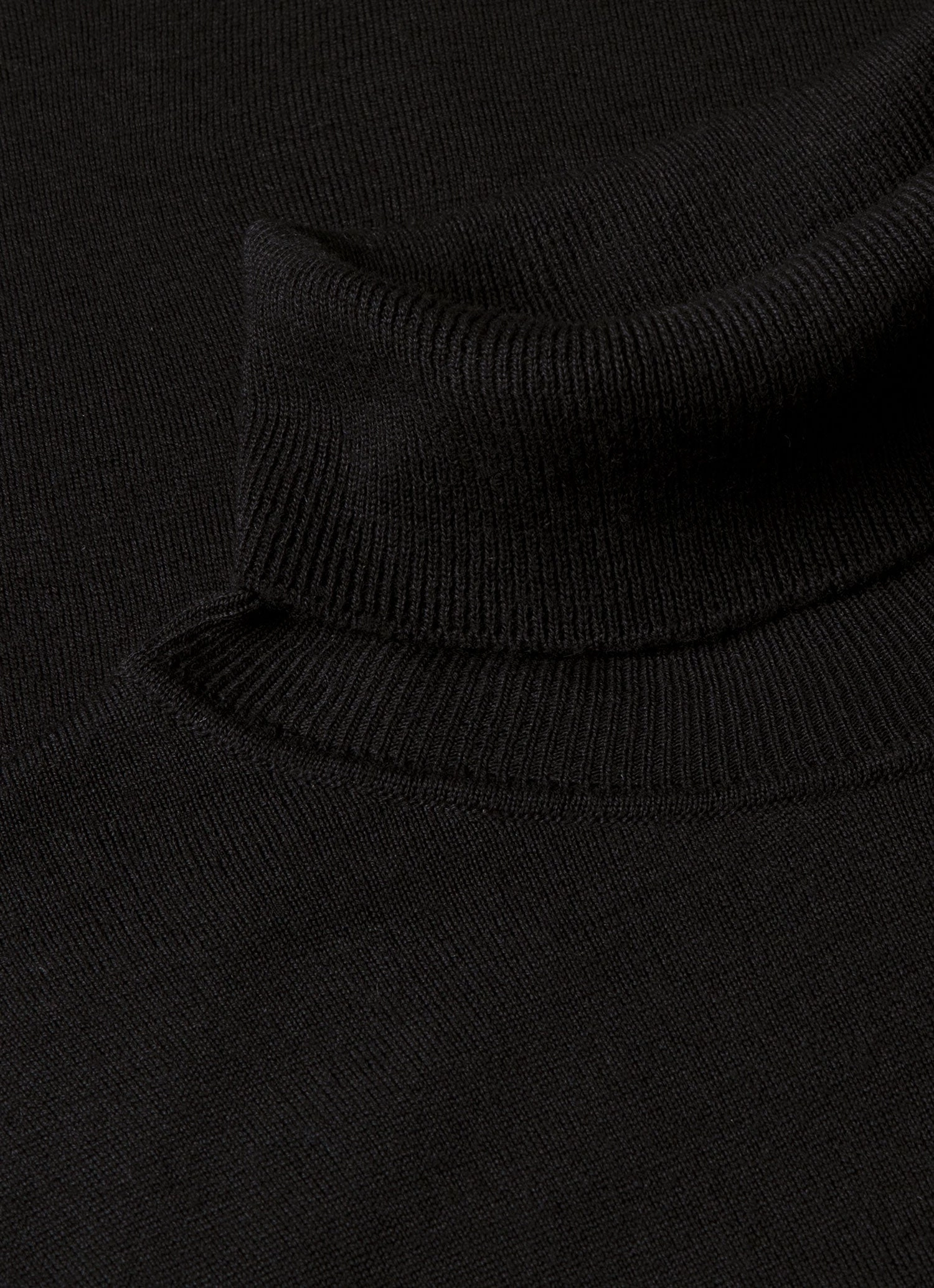 Elastic Fiber Men's Extra-Fine Merino Roll Neck in Black
