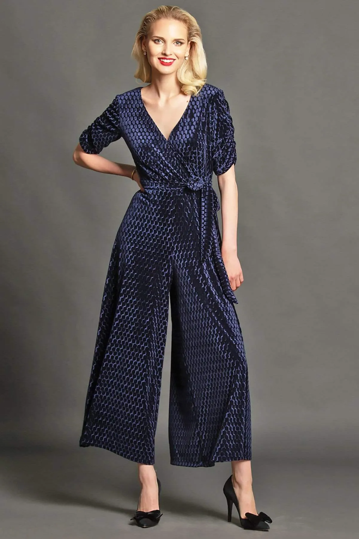 Eva Franco Jumpsuit Jumper Catalina Jumpsuit - Navy Pebbled Velvet