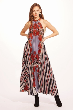 Wood Deck Quick Layer Colette Pleated Maxi Dress - Arabesque